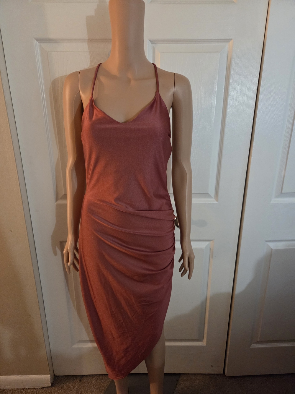 Windsor Mauve Ruched Asymmetric Cami Midi Dress
